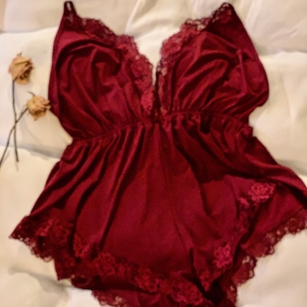 Plus Size Burgundy Romper Teddy​
